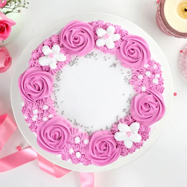 Pink Rosette Cake