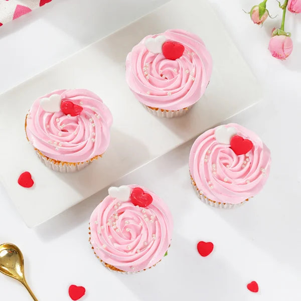 Sweet Hearts Cupcakes - Set Of 4