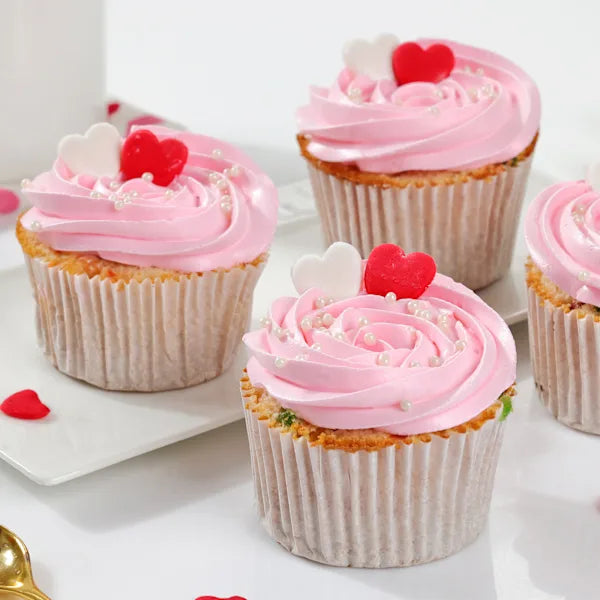 Sweet Hearts Cupcakes - Set Of 4