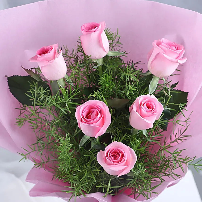 Pretty In Pink Bouquet & Truffle Cake Combo