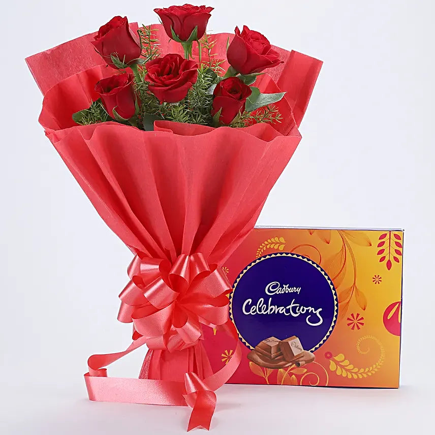 Red Roses & Cadbury Celebrations Combo