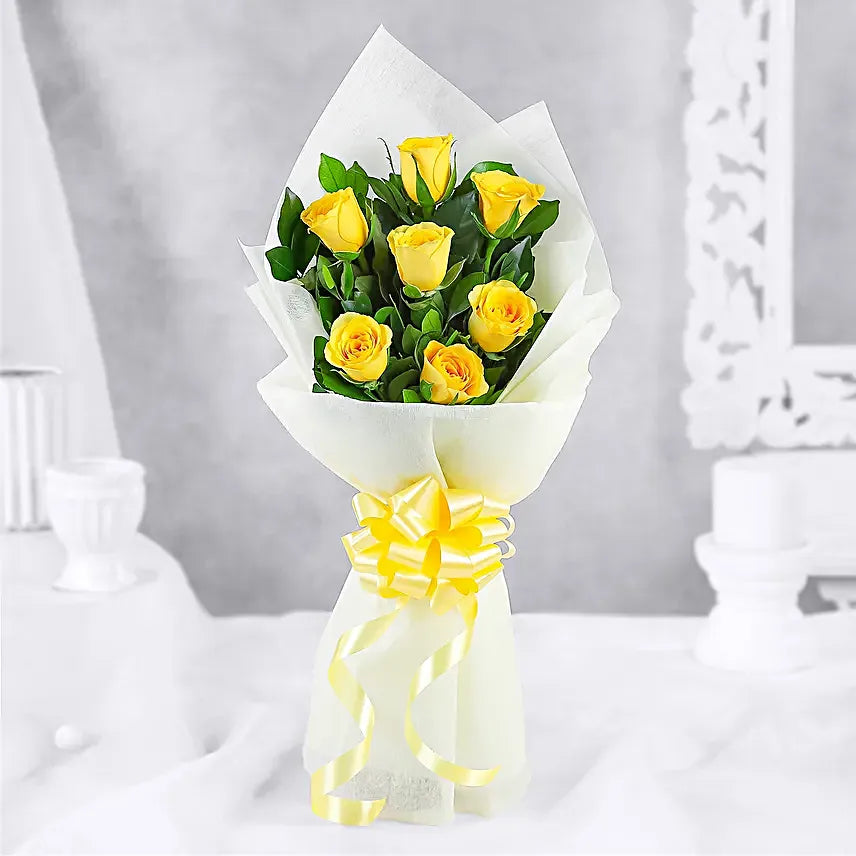 Serene 7 Yellow Roses Bunch