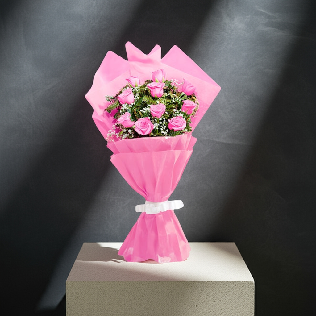 10 Pink Roses Bouquet