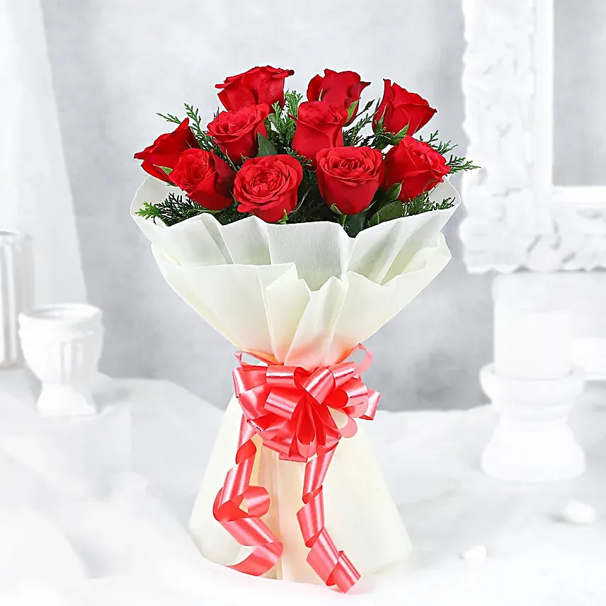 Velvety Red Roses Bouquet