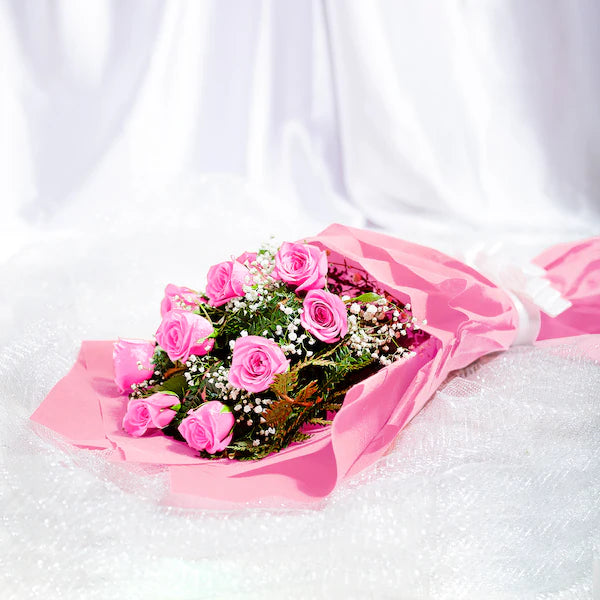 10 Pink Roses Bouquet