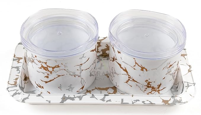 Nuts & Dry Fruit Containers with Serving Tray (2 Pieces Set)
