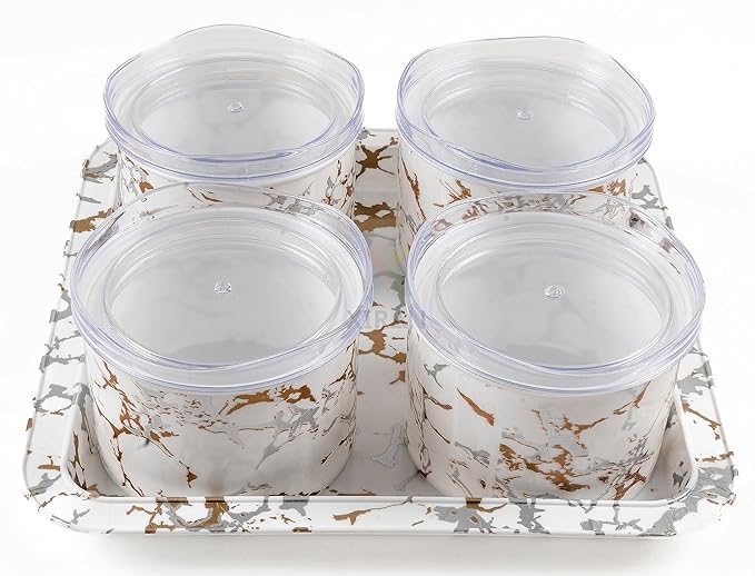 Nuts & Dry Fruit Containers with Serving Tray (4 Pieces Set)