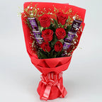 Passionate Red Roses Bouquet with Dairy Milk Chocolates