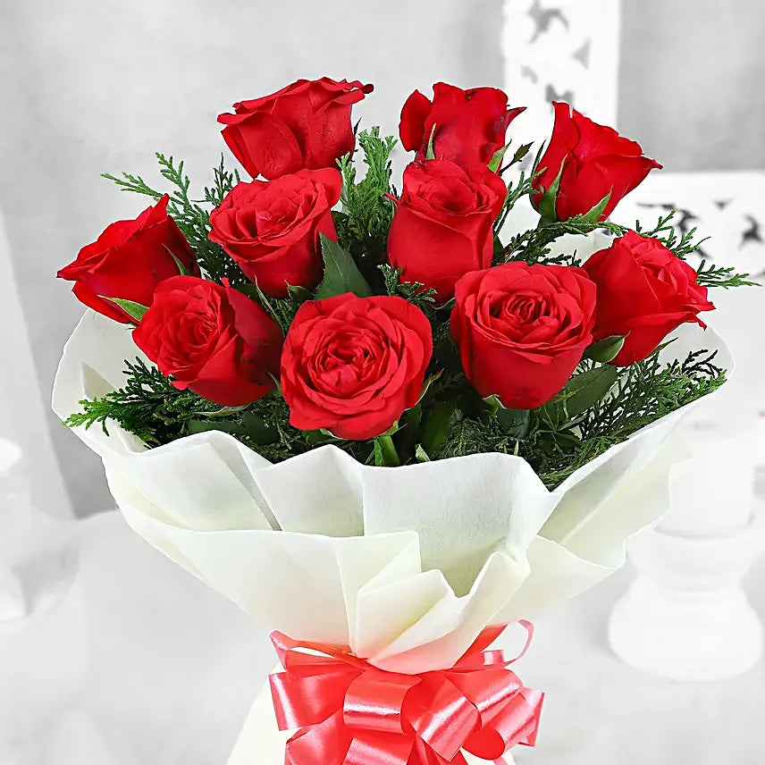 Velvety Red Roses Bouquet