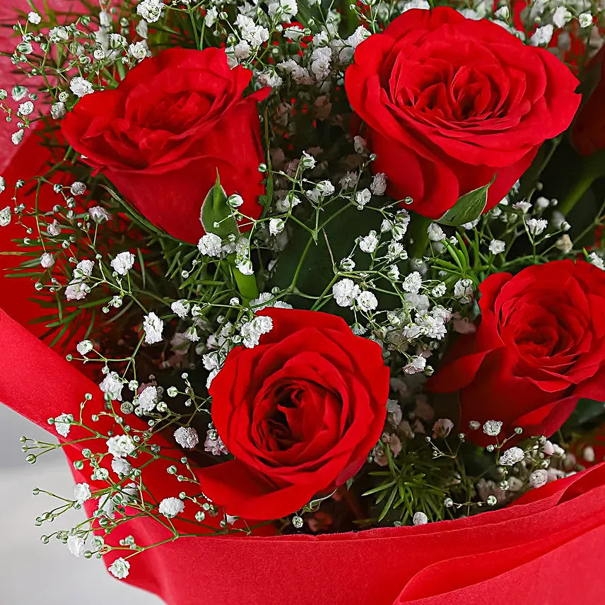 Vivid Love 6 Red Roses Bouquet